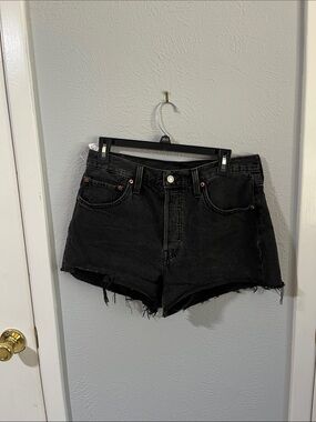 Levi's Black Denim Cutoff Shorts with Raw Hem
